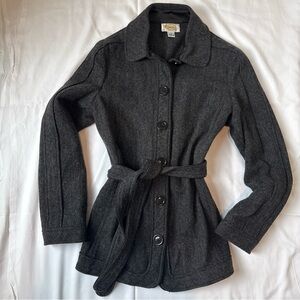 Vintage Talbots Wool Belted Jacket, Size 4, Unlined, Charcoal.